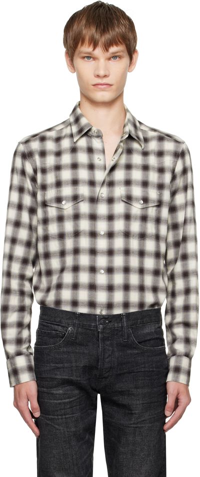 TOM FORD TOM FORD Brown Check Western Shirt