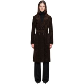 TOM FORD TOM FORD Brown Double-Breasted Belted Suede Coat