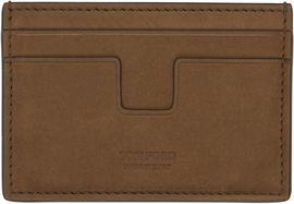 TOM FORD TOM FORD Brown Nubuck 'T Line' Classic Card Holder