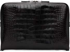 TOM FORD TOM FORD Brown Shiny Printed Croc Minimal Laptop Pouch