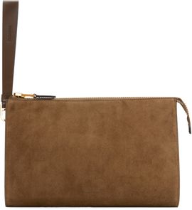 TOM FORD TOM FORD Brown Suede Calf Leather Mini Flat Pouch
