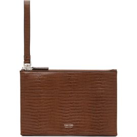 TOM FORD TOM FORD Brown Tejus Minimal Line Wristlet Slim Pouch