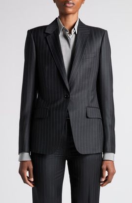 TOM FORD TOM FORD Chalk Stripe Wool & Mohair Jacket