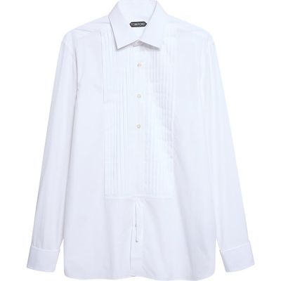 TOM FORD TOM FORD Classic Fit Cotton Poplin Tuxedo Shirt