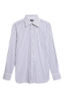 TOM FORD TOM FORD Classic Fit Stripe Cotton Poplin Button-Up Shirt