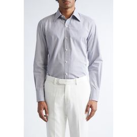 TOM FORD TOM FORD Classic Fit Stripe Peached Cotton Button-Up Shirt