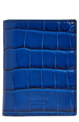 TOM FORD TOM FORD Croc Embossed Bifold Wallet