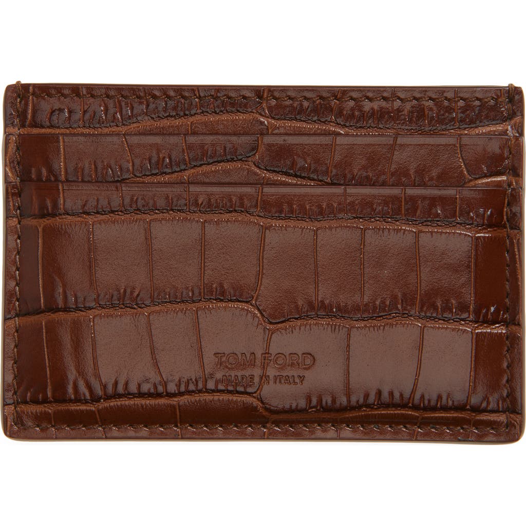 TOM FORD TOM FORD Croc Embossed Leather Card Case