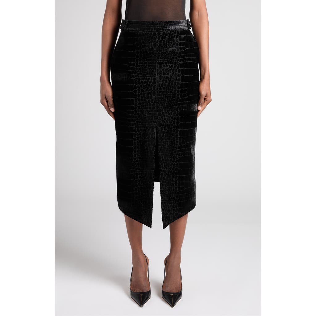 TOM FORD TOM FORD Crocodile Devoré Velvet Skirt