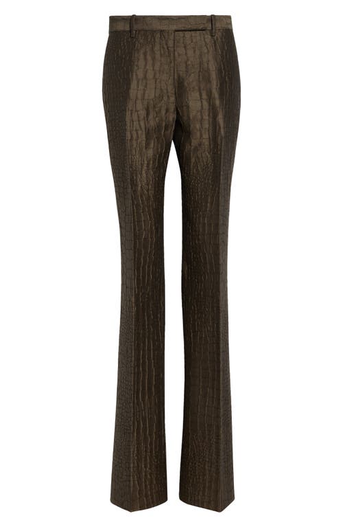 TOM FORD TOM FORD Crocodile Jacquard Linen & Silk Blend Straight Leg Pants