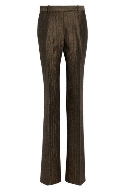TOM FORD TOM FORD Crocodile Jacquard Linen & Silk Blend Straight Leg Pants