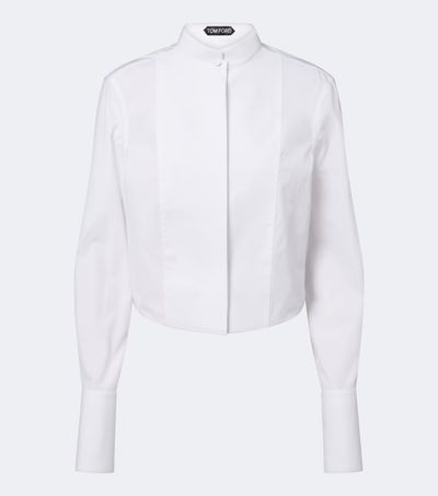 Tom Ford Tom Ford Cropped cotton poplin tuxedo shirt