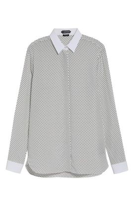 TOM FORD TOM FORD Diamond Print Silk Crepe Button-Up Shirt
