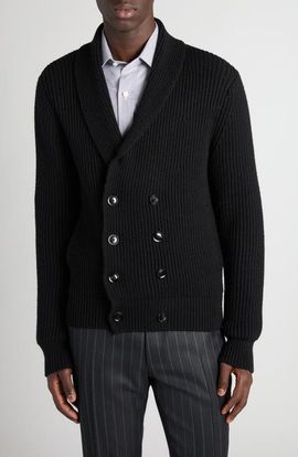 TOM FORD TOM FORD Double Breasted Shawl Collar Wool & Silk Cardigan