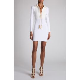 TOM FORD TOM FORD Fine Rib Merino Wool Blend Long Sleeve Minidress