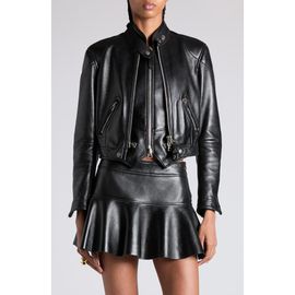 TOM FORD TOM FORD Glossy Plongé Lambskin Leather Zip Jacket
