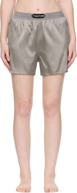 TOM FORD TOM FORD Gray Stretch Silk Satin Boxer Shorts