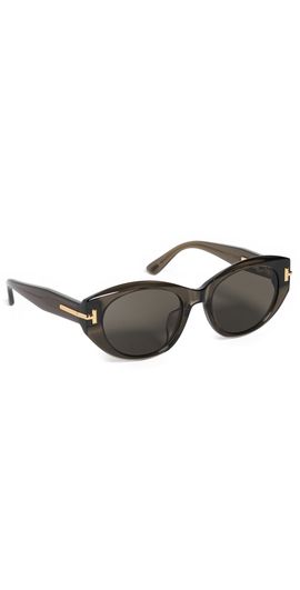 Tom Ford Tom Ford Icon Round Sunglasses Shiny Transparent Mink One