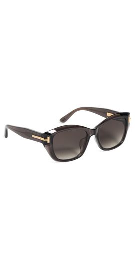 Tom Ford Tom Ford Icon Square Sunglasses Shiny Transparent Dark Grey One