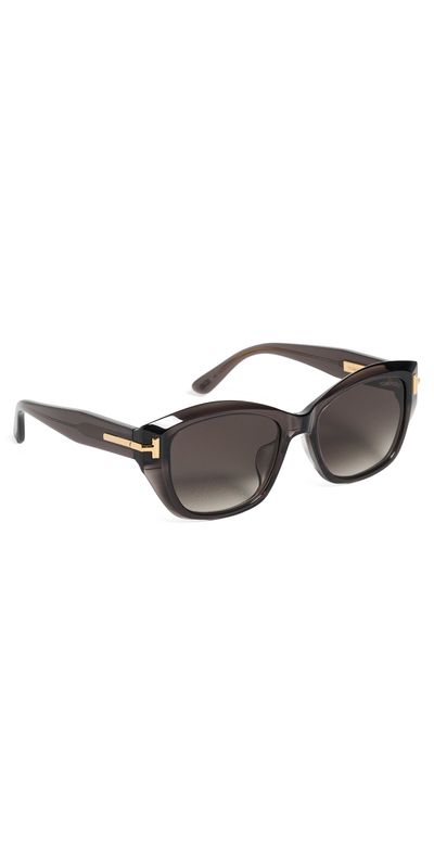 Tom Ford Tom Ford Icon Square Sunglasses Shiny Transparent Dark Grey One