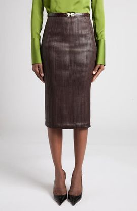 TOM FORD TOM FORD Leather Strips Tube Skirt