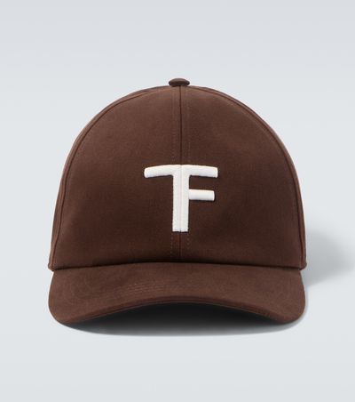 Tom Ford Tom Ford Logo embroidered canvas and leather cap