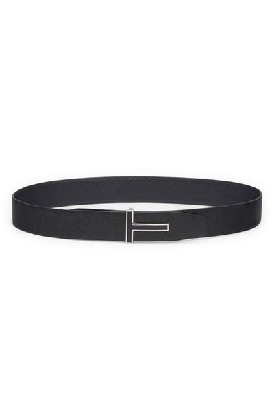 TOM FORD TOM FORD Logo Grained Leather Belt