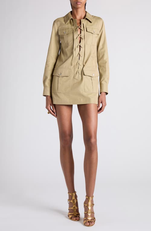 TOM FORD TOM FORD Long Sleeve Cotton & Silk Twill Utility Dress