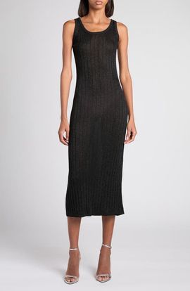 TOM FORD TOM FORD Metallic Rib Midi Sweater Dress