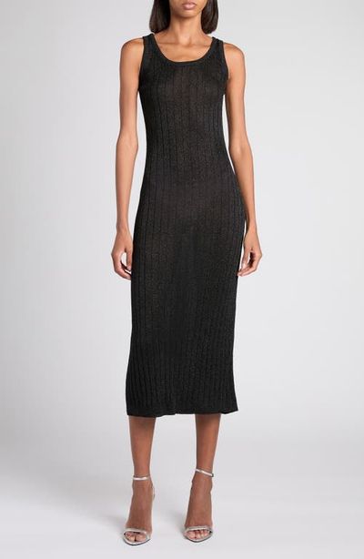 TOM FORD TOM FORD Metallic Rib Midi Sweater Dress