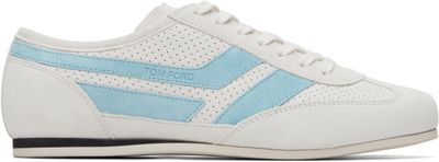 TOM FORD TOM FORD Off-White Perforated Suede Brook Sneakers