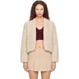 TOM FORD TOM FORD Off-White Shearling Collarless Jacket
