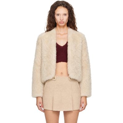 TOM FORD TOM FORD Off-White Shearling Collarless Jacket