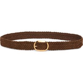 TOM FORD TOM FORD Oval Buckle Woven Suede Belt
