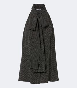 Tom Ford Tom Ford Polka-dot tie-neck silk crÃªpe de chine top