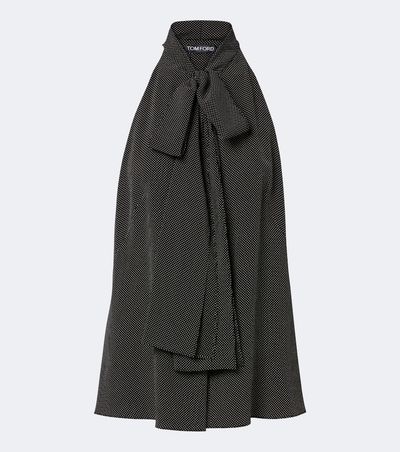 Tom Ford Tom Ford Polka-dot tie-neck silk crÃªpe de chine top