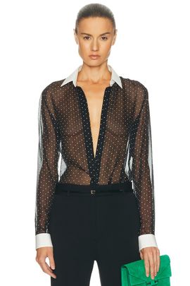 TOM FORD TOM FORD Polka Dot Silk Chiffon Shirt