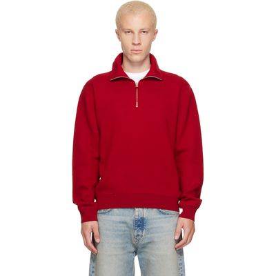 TOM FORD TOM FORD Red Double Face Wool Half Zip Jacket