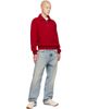 TOM FORD TOM FORD Red Double Face Wool Half Zip Jacket - 4