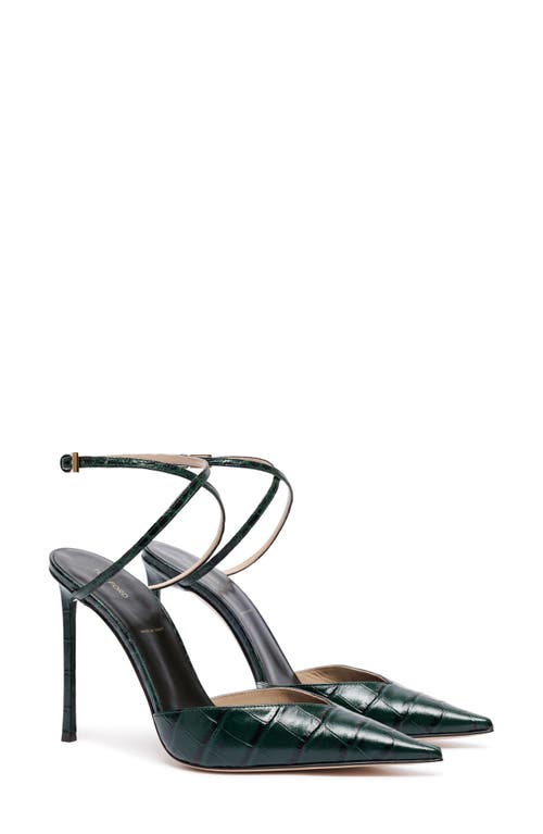 TOM FORD TOM FORD Selen Croc Embossed Leather Ankle Strap Pump
