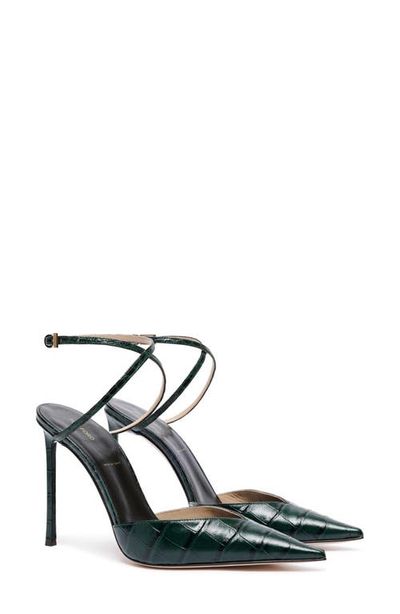 TOM FORD TOM FORD Selen Croc Embossed Leather Ankle Strap Pump
