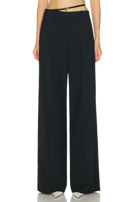 TOM FORD TOM FORD Sharp Slanted Belted Tuxedo Wide Leg Pant