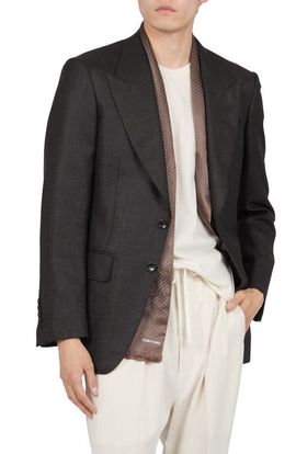 TOM FORD TOM FORD Shelton Check Wool, Silk & Linen Blazer