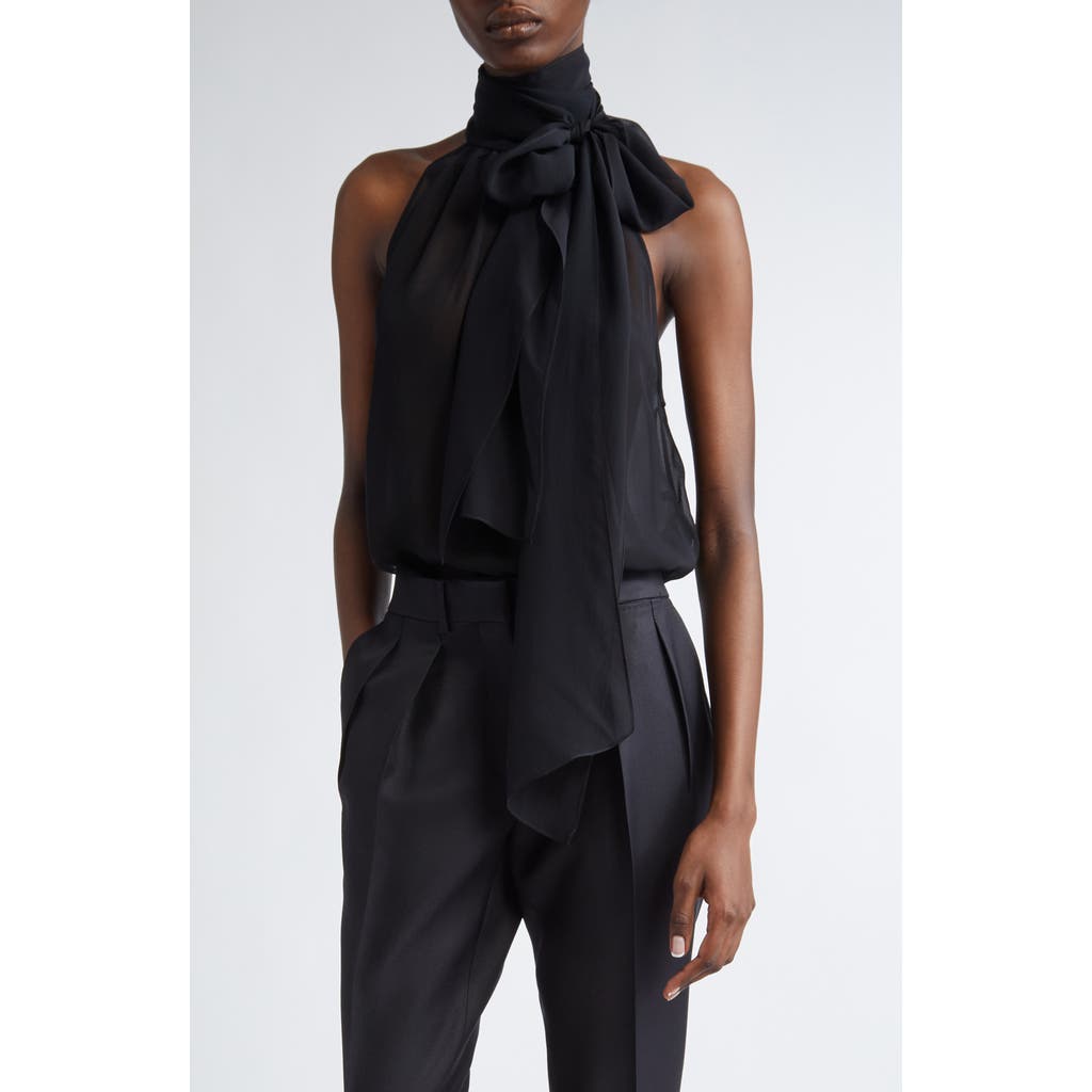 TOM FORD TOM FORD Silk Georgette Tie Neck Top