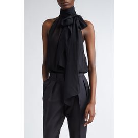 TOM FORD TOM FORD Silk Georgette Tie Neck Top