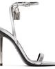 TOM FORD TOM FORD Silver Laminated Padlock Pointy Naked Heeled Sandals - 1