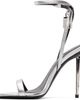 TOM FORD TOM FORD Silver Laminated Padlock Pointy Naked Heeled Sandals - 3