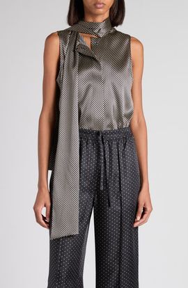 TOM FORD TOM FORD Sleeveless Lavalliere Stretch Silk Satin Top