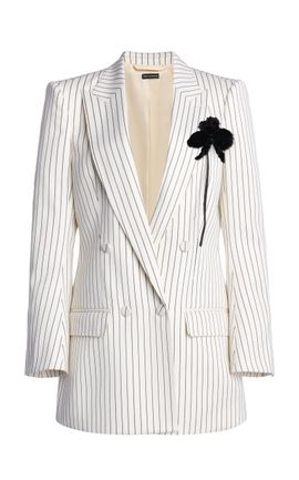Tom Ford Tom Ford Striped Relaxed DoubleBreasted Wool Blazer