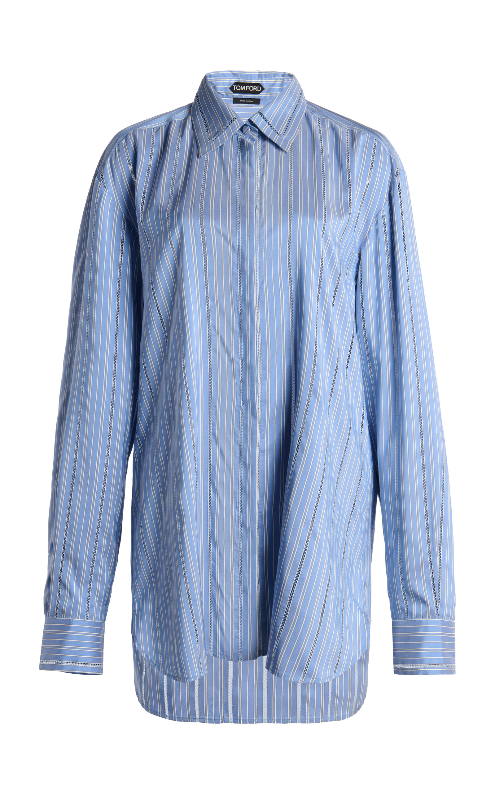 Tom Ford Tom Ford Striped Silk Elongated RelaxedFit Shirt